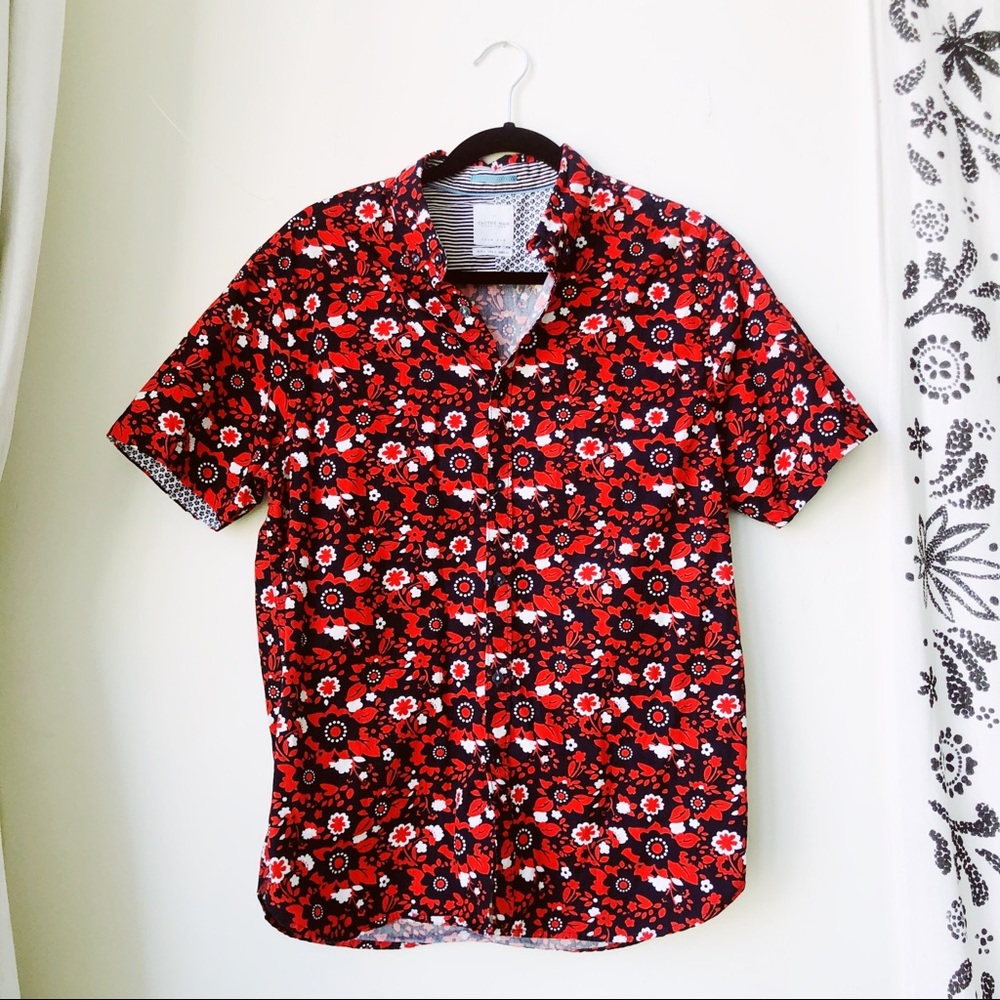 Cactus Man Short Sleeve Button Down Floral Shirt